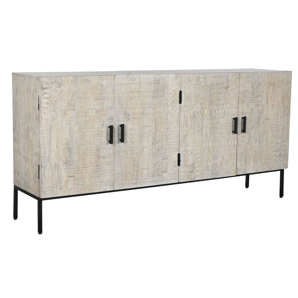 Skänk Home ESPRIT Vit Metall Mangoträ 180 x 40 x 85 cm