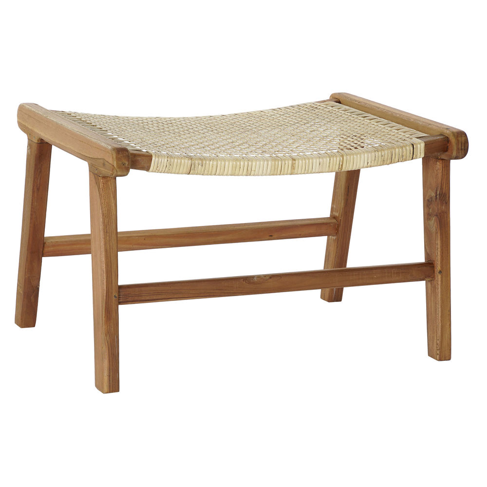 Sittpall DKD Home Decor   65 x 47 x 40 cm Naturell Teak Plast Multicolour Ljusbrun