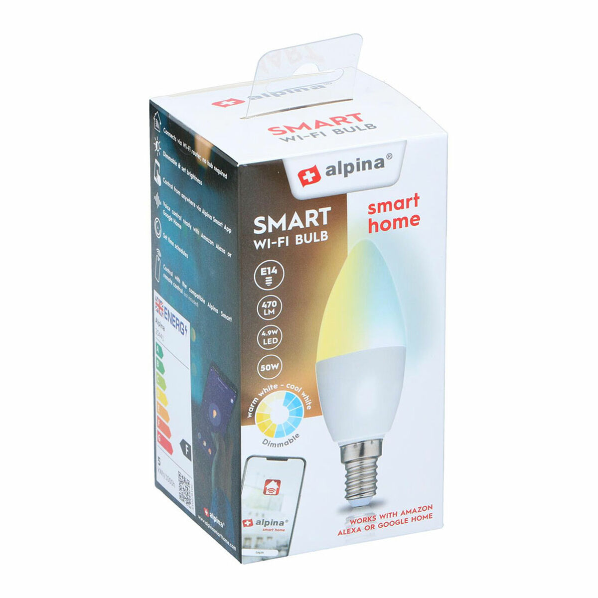 Smart-Lampa Alpina RGB Wi-Fi 4,9 W E14 2700-6500 K 470 lm - 4