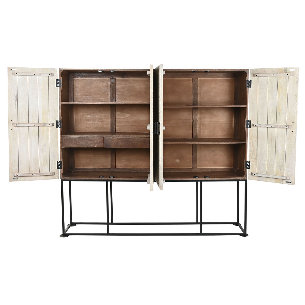 Skåp Home ESPRIT Vit Svart Metall Mangoträ 180 x 40 x 160 cm - 3