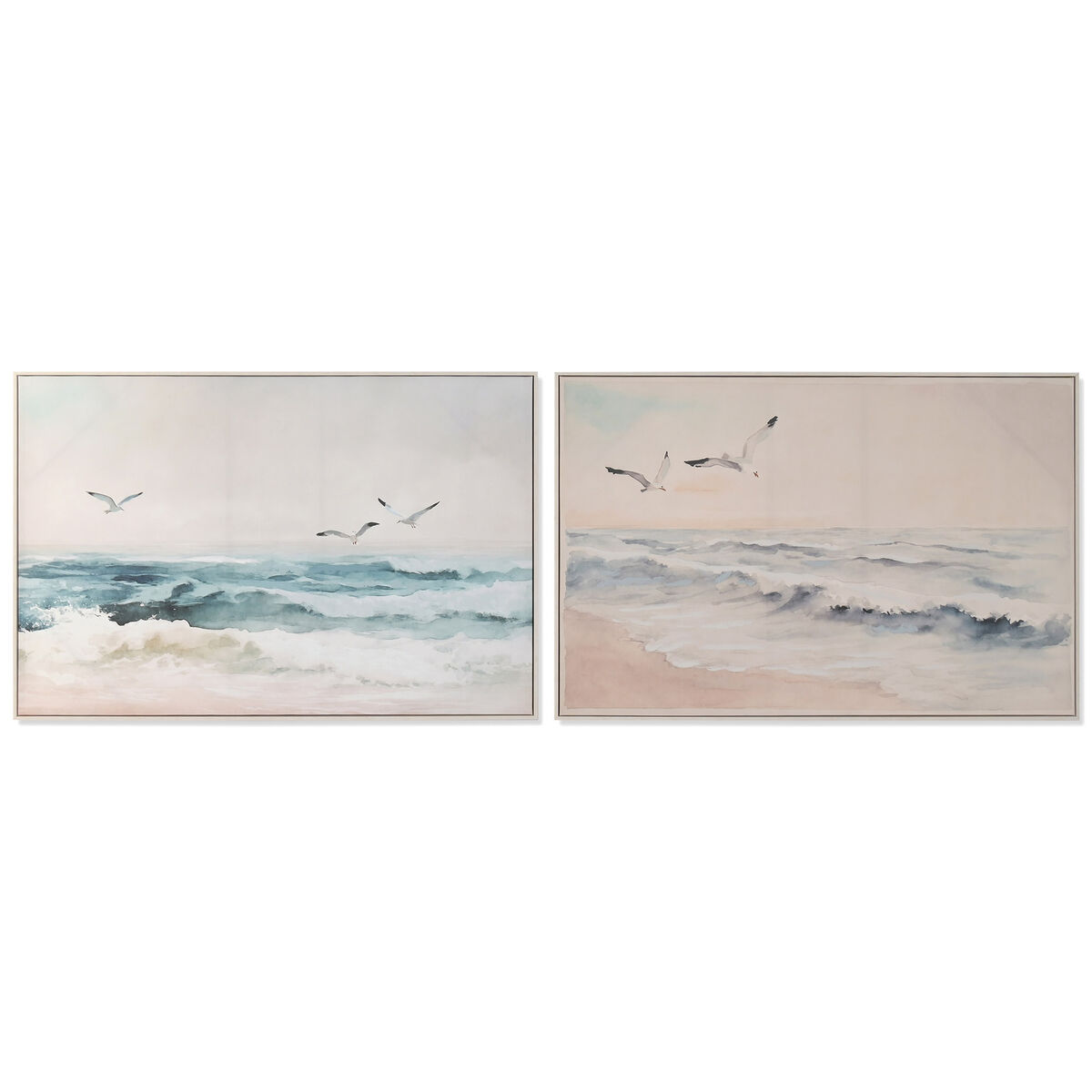 Kanvas Home ESPRIT Strand Medelhavs Med relief 120 x 2,5 x 80 cm (2 antal)