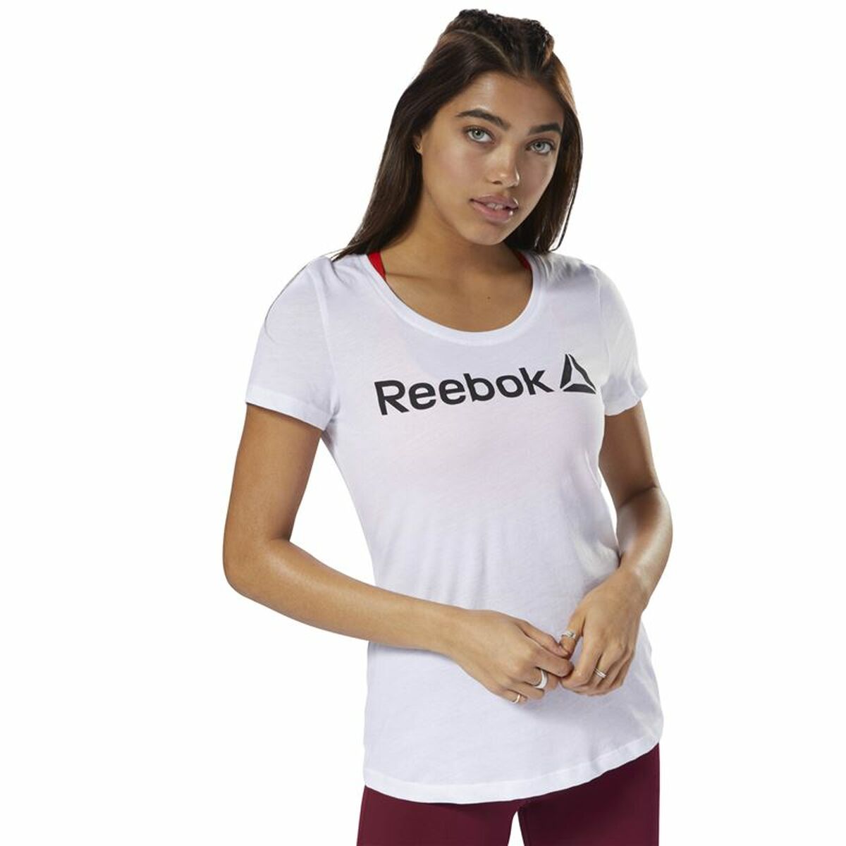 T-shirt med kortärm Dam Reebok Scoop Neck Vit - 18