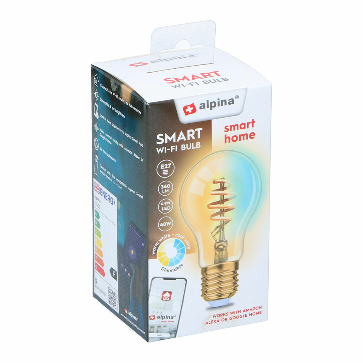 Smart-Lampa Alpina RGB Wi-Fi 5 W 4,9 W E27 1800-6500 K 360 Lm - 4