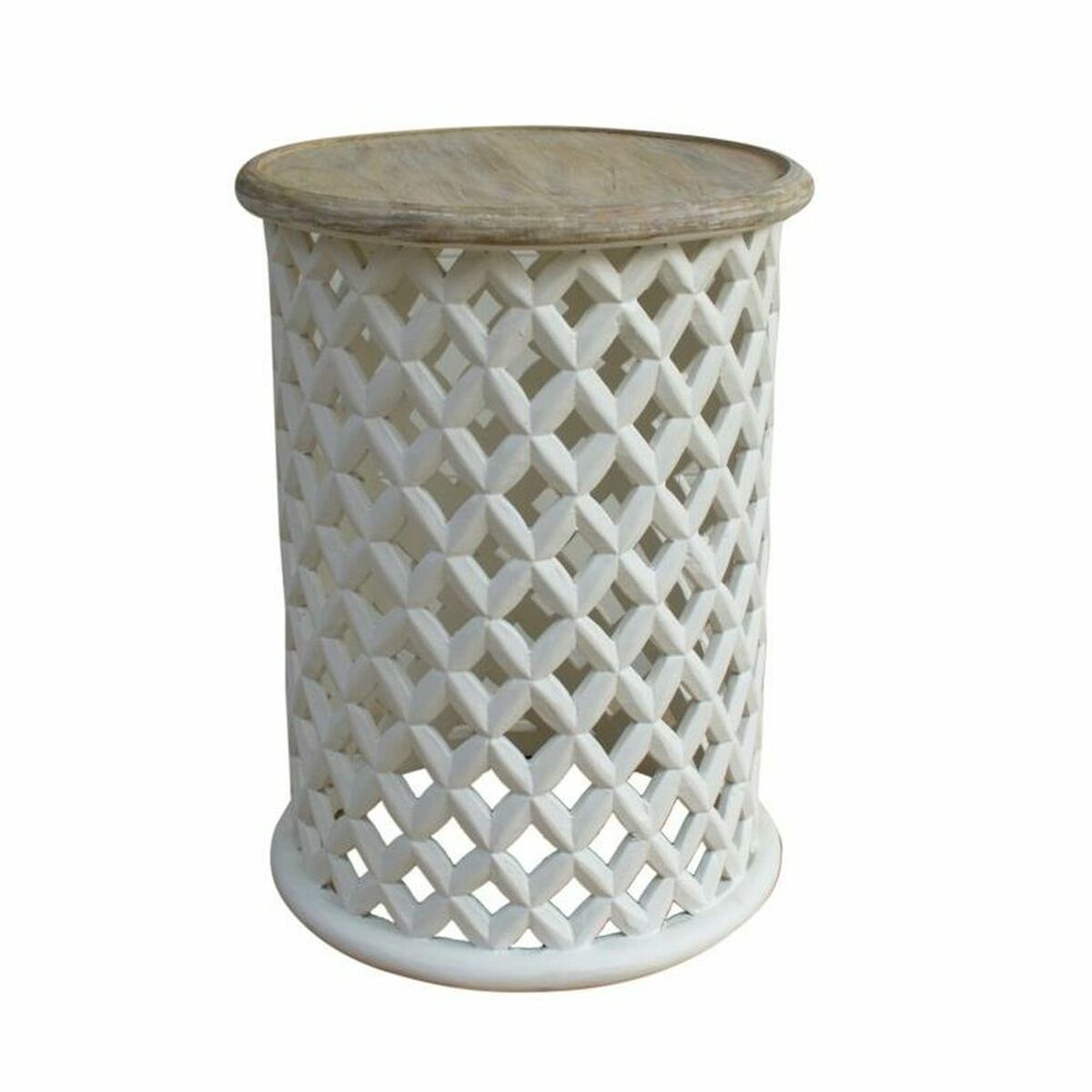 Sidobord DKD Home Decor Vit Naturell Mangoträ 45 x 45 x 62 cm