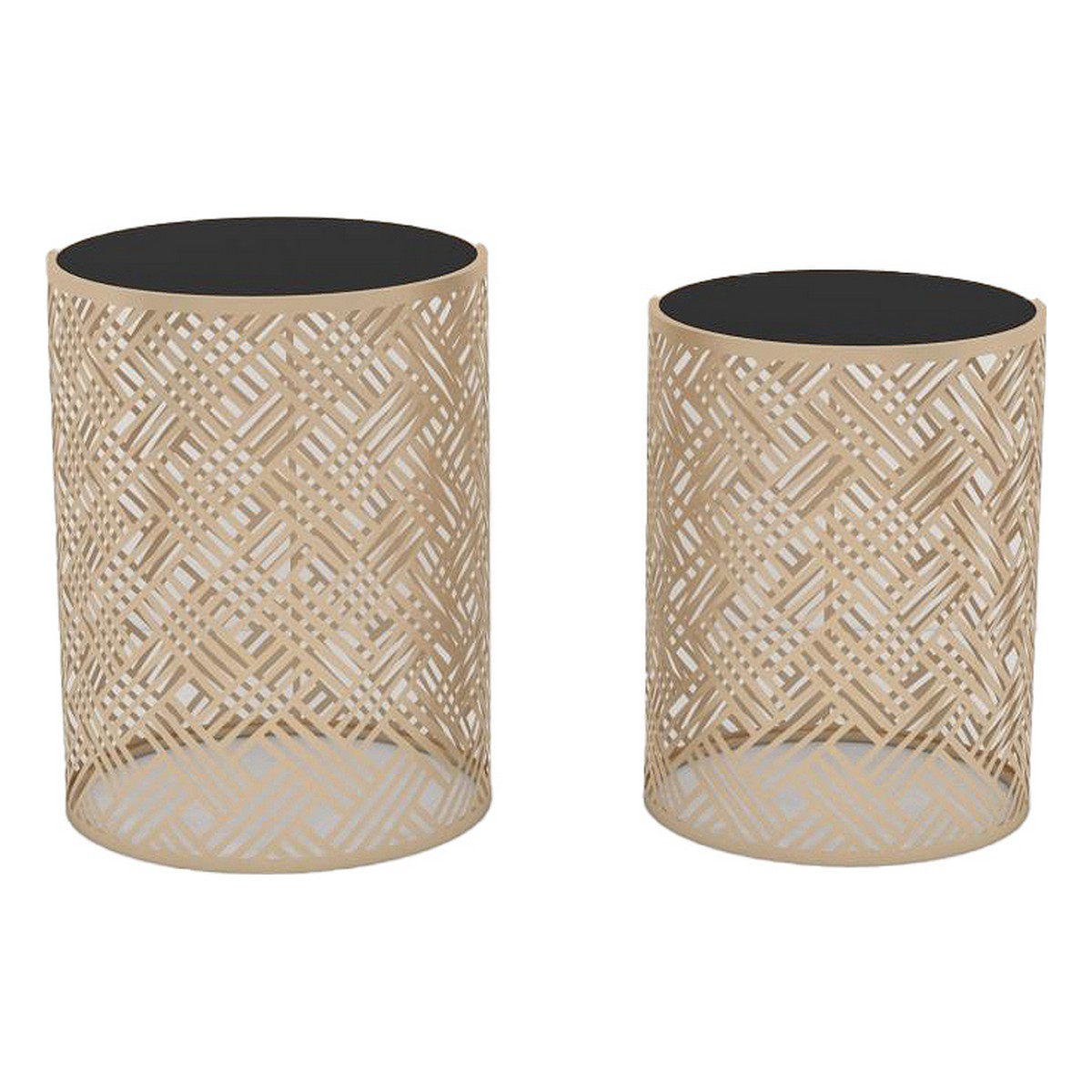 2-bordsset DKD Home Decor Sidobord Svart Gyllene 42 x 42 x 55 cm