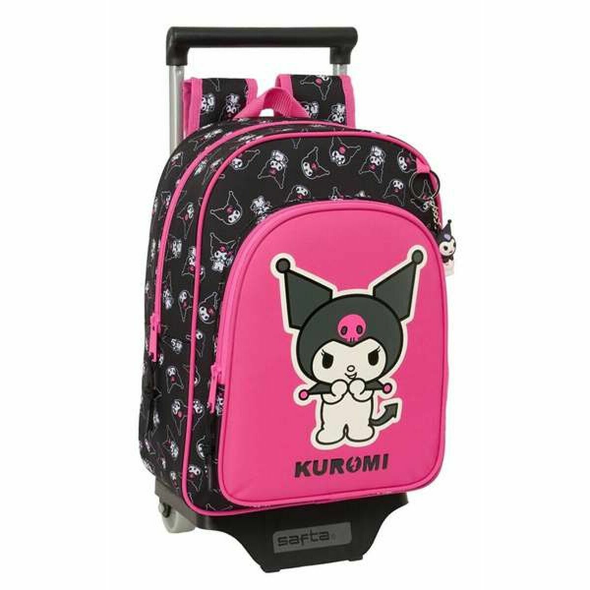 Skolväska med hjul Kuromi Svart Fuchsia 26 x 11 x 67 cm 26 x 34 x 11 cm