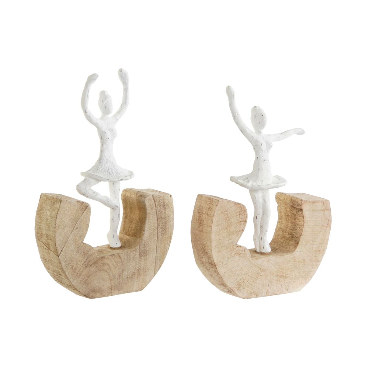 Prydnadsfigur DKD Home Decor Vit Brun Balettdansare 17 x 6 x 24 cm (2 antal) - 3