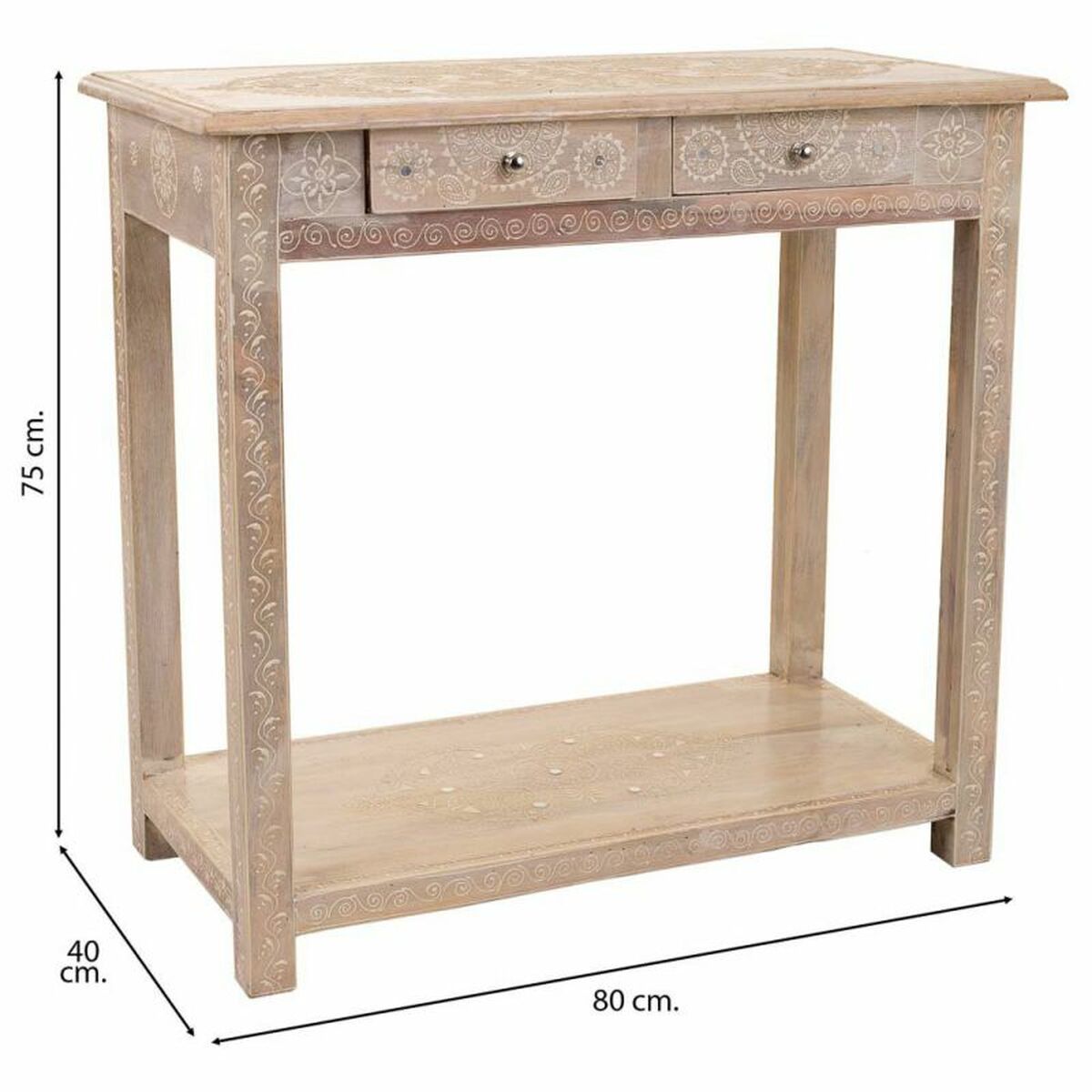 Hallmöbel med lådor Alexandra House Living Vit Naturell 40 x 76 x 135 cm - 6