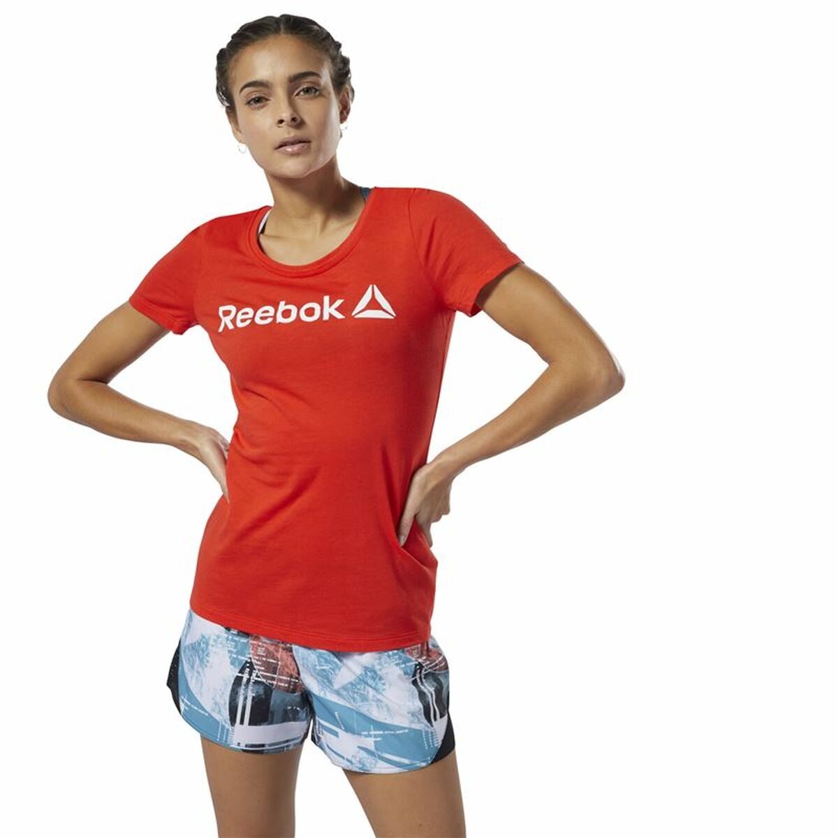 T-shirt med kortärm Dam Reebok Scoop Neck Röd - 16