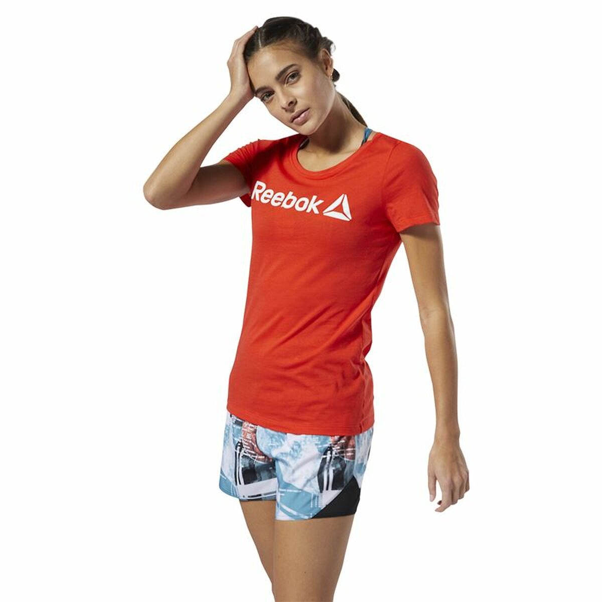 T-shirt med kortärm Dam Reebok Scoop Neck Röd - 12