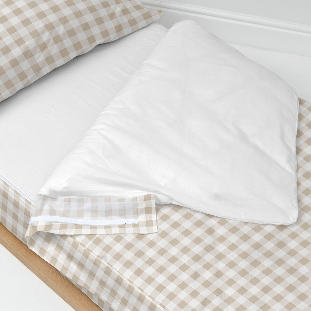 Vadderat täcke HappyFriday Basic Beige 105 x 200 cm Gingang - 3