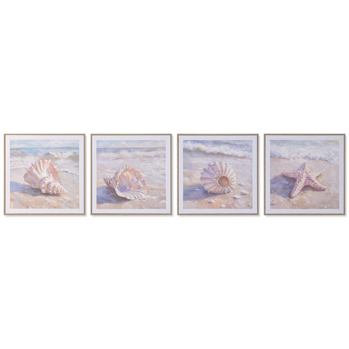 Kanvas Home ESPRIT Strand Medelhavs Med relief Snigel 50 x 2,5 x 50 cm (4 antal)