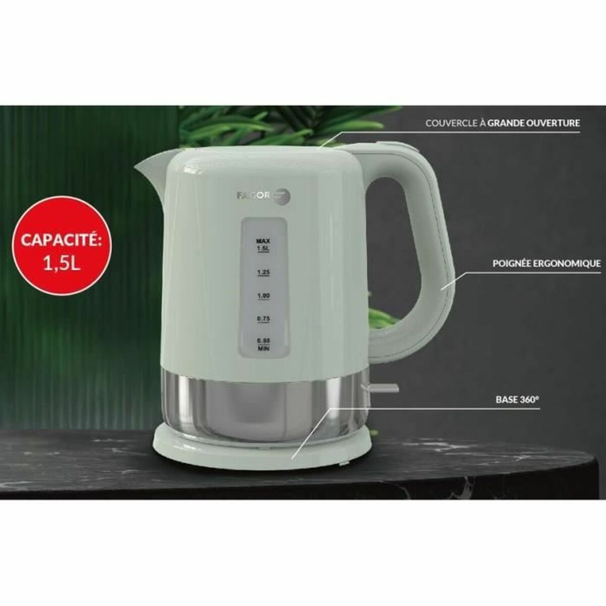 Vattenkokare Fagor 1850-2200 W 1,5 L - 3
