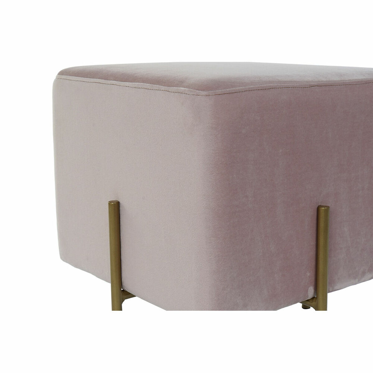 Fotpall DKD Home Decor Scandi Grå Gyllene Metall Sammet 42 x 42 x 45 cm - 4