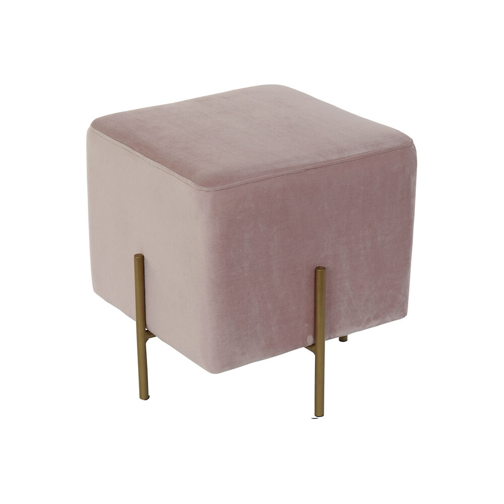 Fotpall DKD Home Decor Scandi Grå Gyllene Metall Sammet 42 x 42 x 45 cm