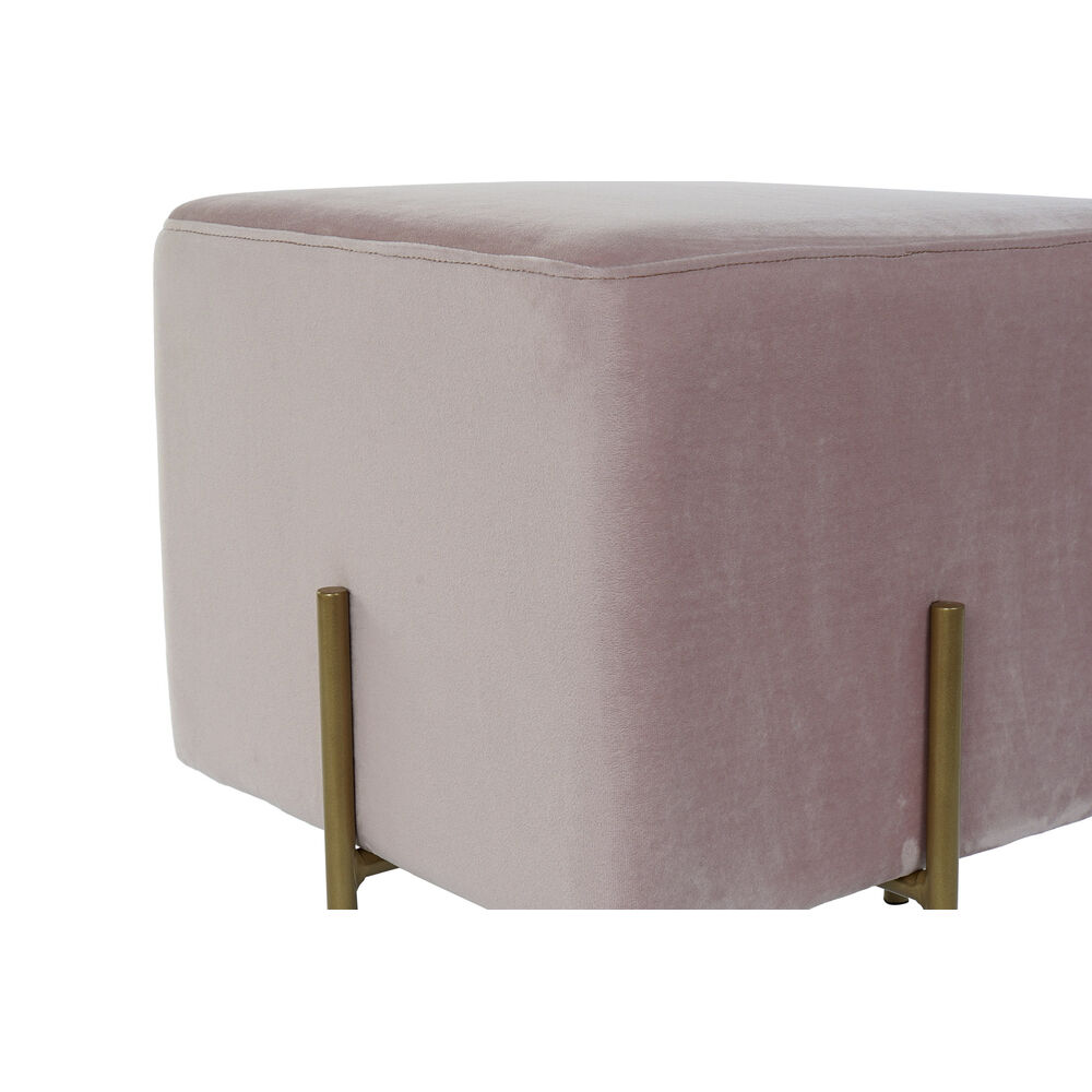 Fotpall DKD Home Decor Scandi Grå Gyllene Metall Sammet 42 x 42 x 45 cm - 2