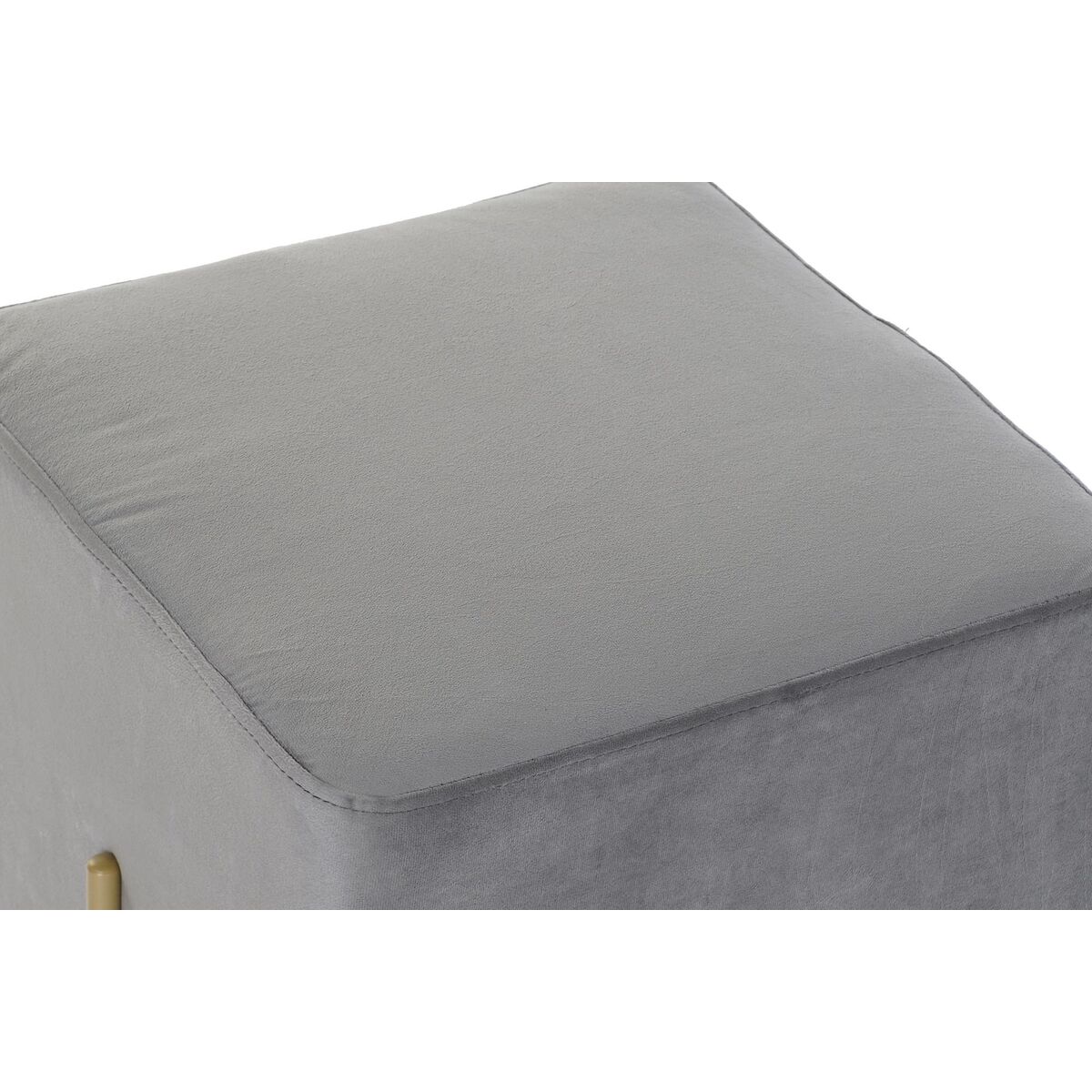 Fotpall DKD Home Decor Scandi Grå Gyllene Metall Sammet 42 x 42 x 45 cm - 9
