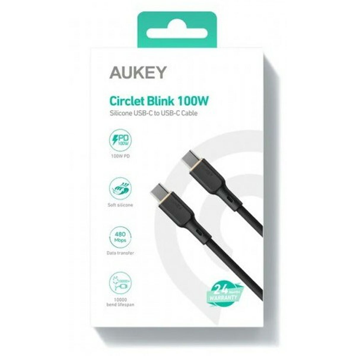 USB-C till USB-C Kabel Aukey CB-SCC101 Svart 1 m - 2