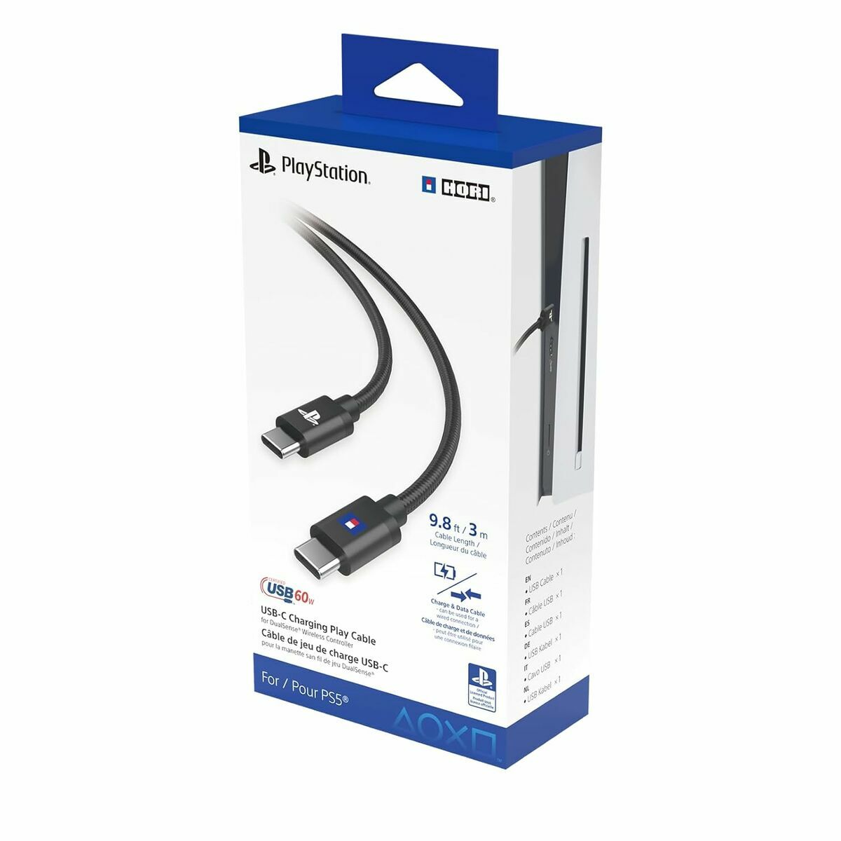 USB-kabel HORI PS5 Svart
