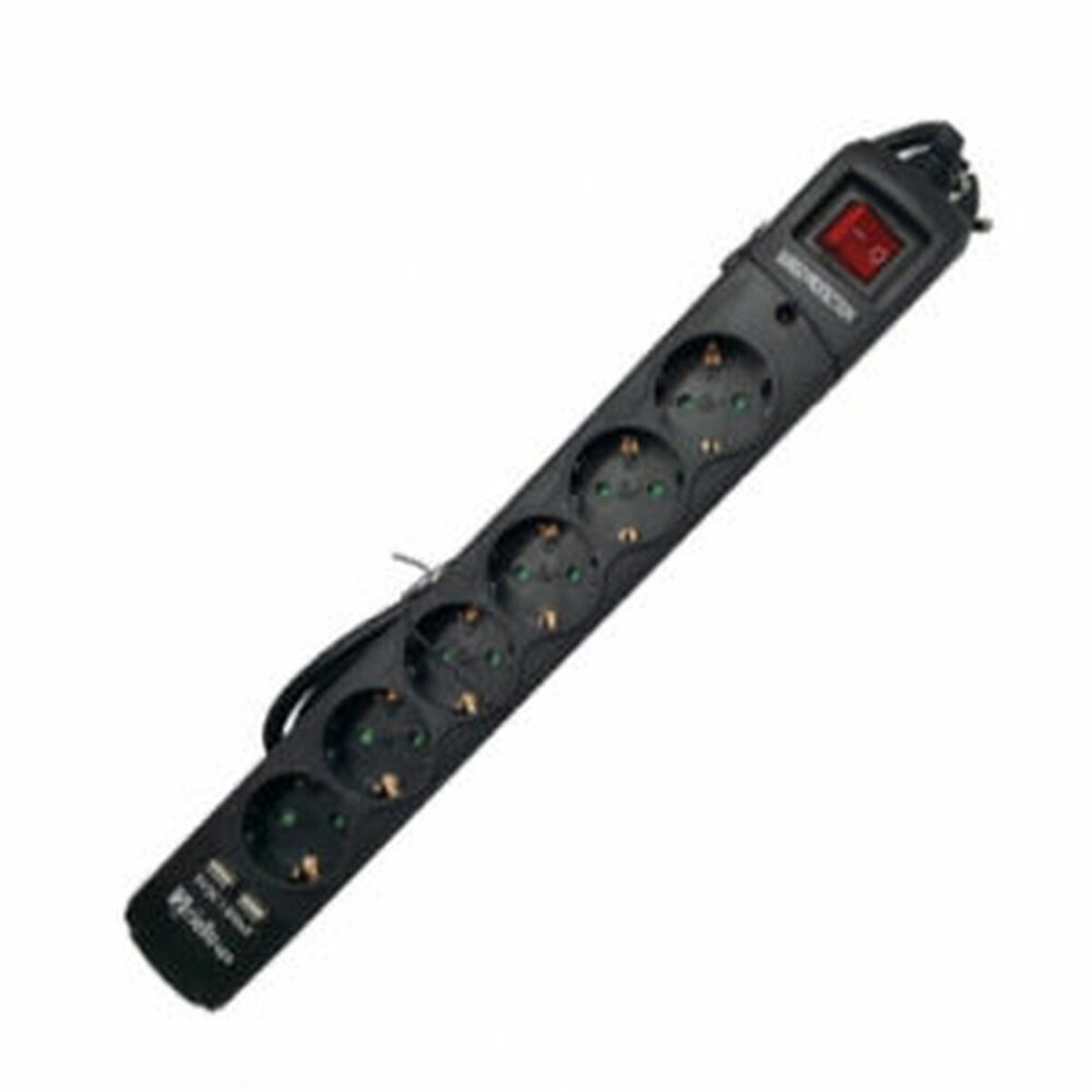 Förgreningslist 6 Tomas med Brytare Riello THUNDER 6002 USB Svart - 2