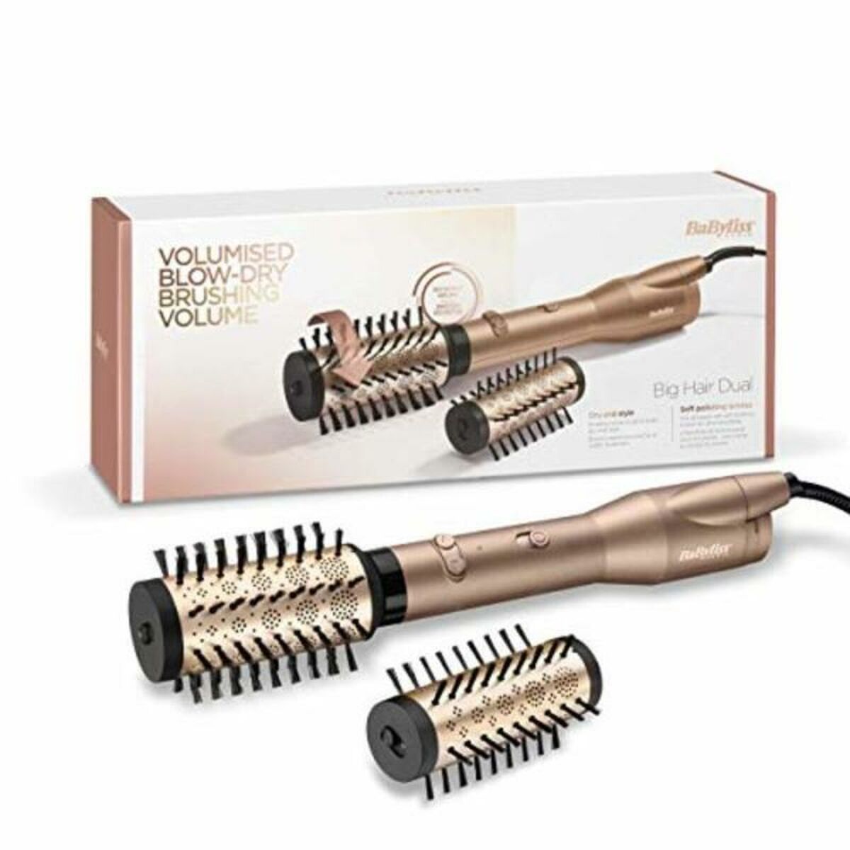 Värmeborste AS952E Babyliss Svart Champagne Gyllene Elektrisk (2 antal) (1 antal) 650W (3 pcs)