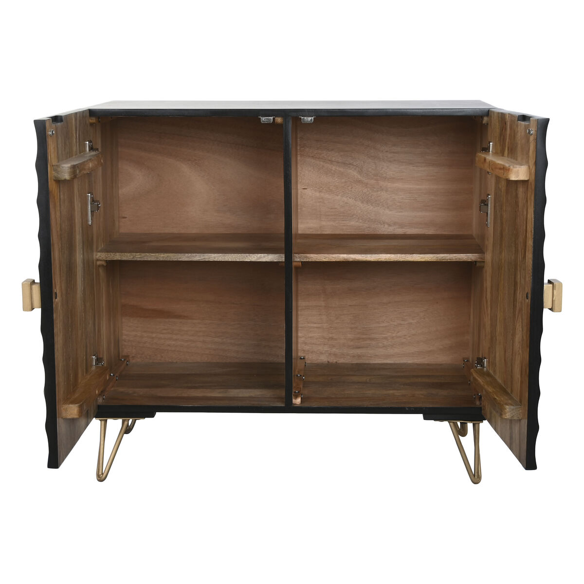 Skänk Home ESPRIT Svart Gyllene Metall Mangoträ 81 x 45 x 75 cm - 3