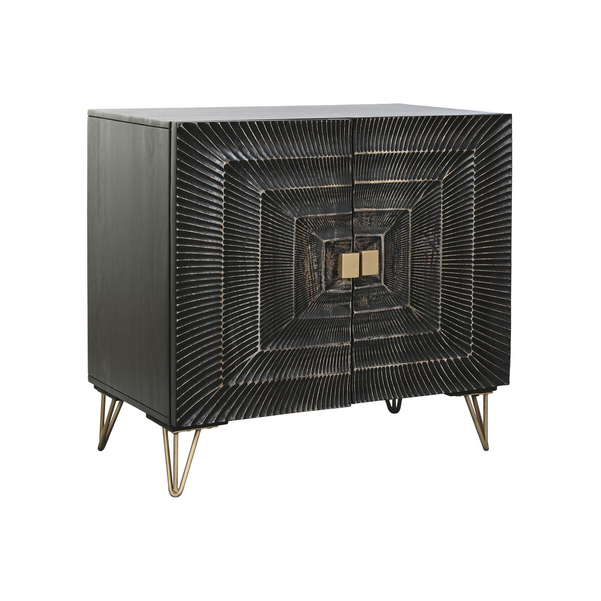 Skänk Home ESPRIT Svart Gyllene Metall Mangoträ 81 x 45 x 75 cm