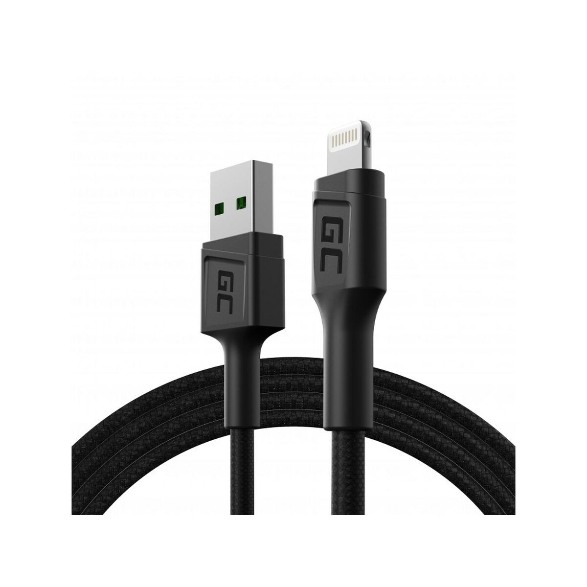 USB-kabel Green Cell KABGC21 Svart 1,2 m