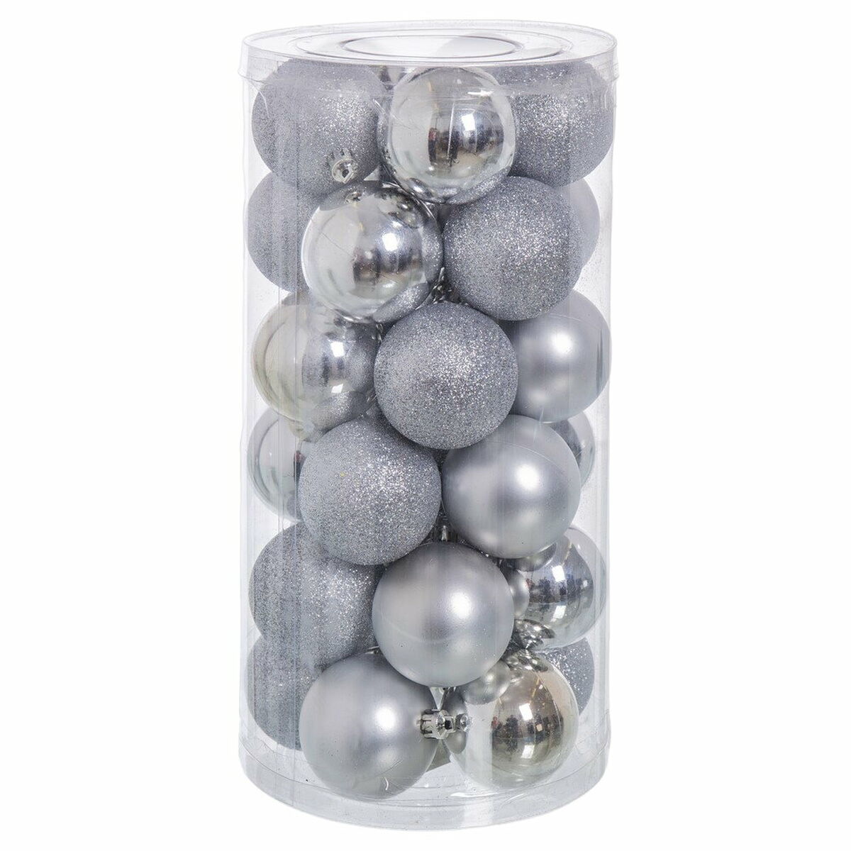 Julgranskulor Silvrig Plast Glitter 6 x 6 x 6 cm (30 antal) - 2
