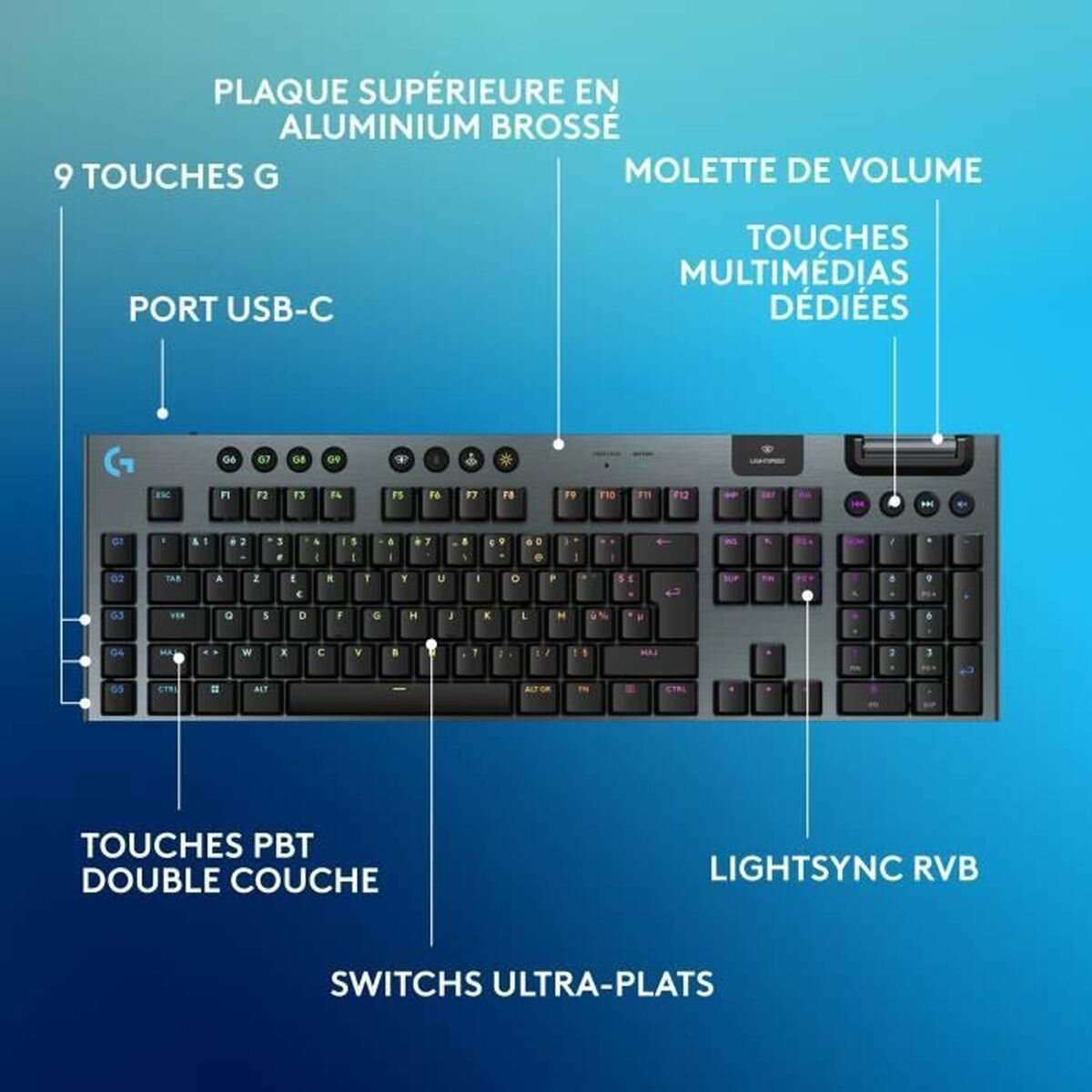 Trådlöst Tangentbord Logitech G915 TKL X Svart AZERTY - 6