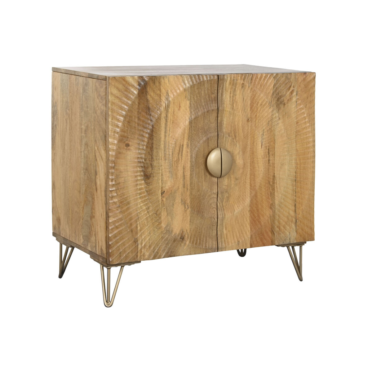 Skänk Home ESPRIT Gyllene Naturell Metall Mangoträ 81 x 45 x 75 cm - 2