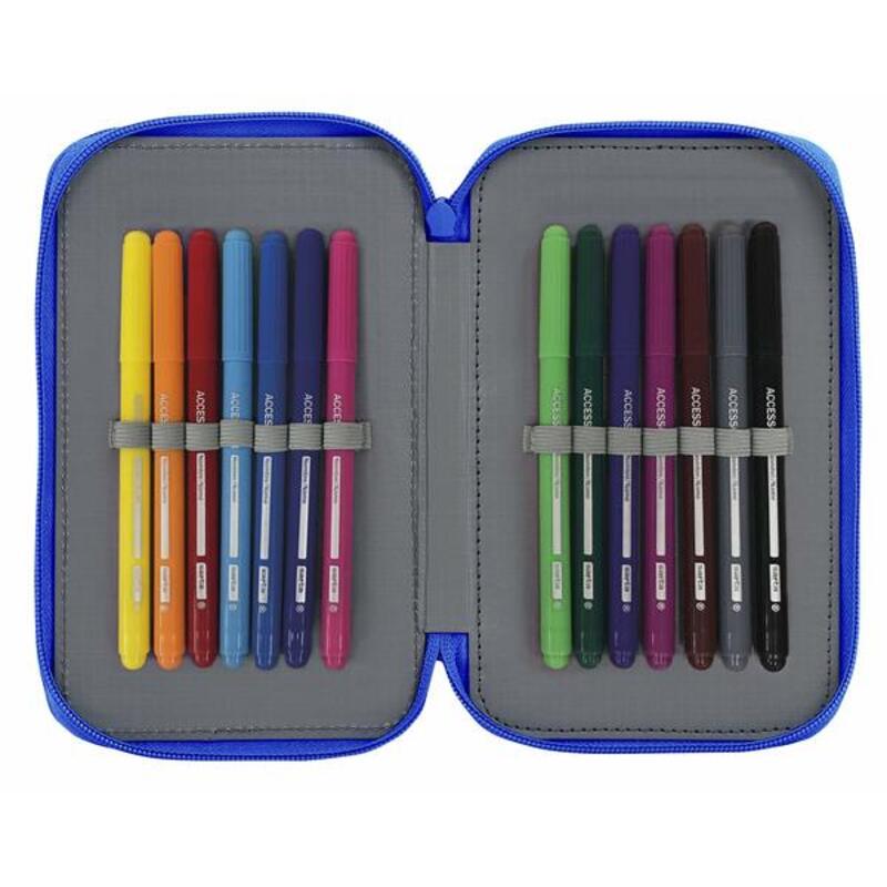 Dubbelt pennfodral Real Zaragoza Blå 12.5 x 19.5 x 4 cm (28 Delar) - 6
