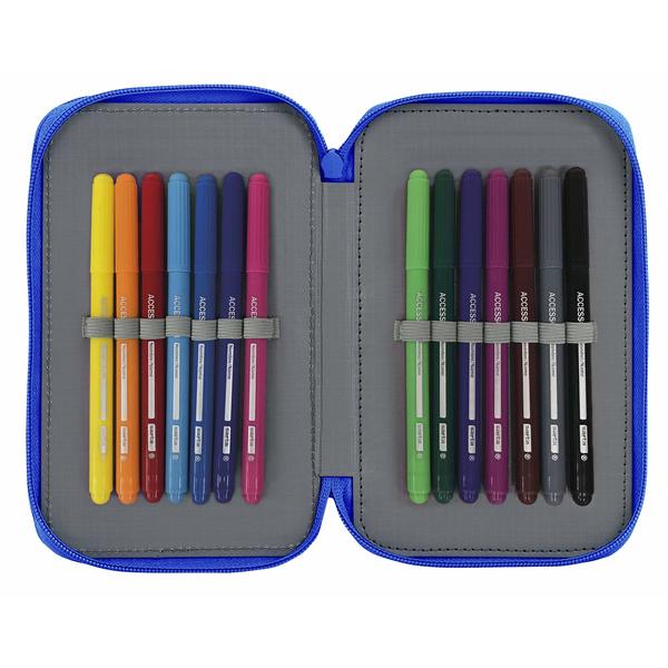 Dubbelt pennfodral Real Zaragoza Blå 12.5 x 19.5 x 4 cm (28 Delar) - 2