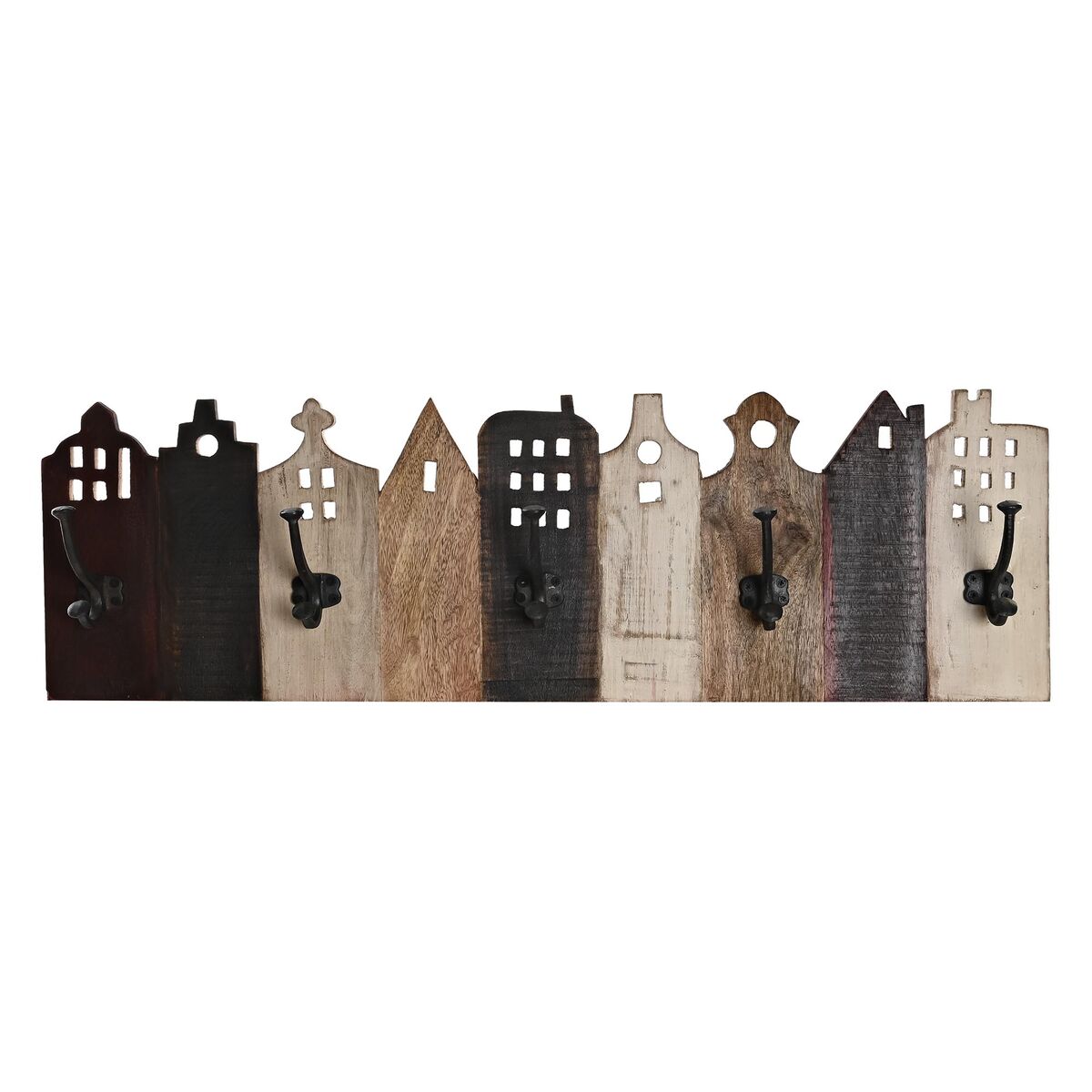 Väggmonterad rockhängare DKD Home Decor Vit Naturell Mörkbrun Trä Metall 83,5 x 10 x 25 cm - 3