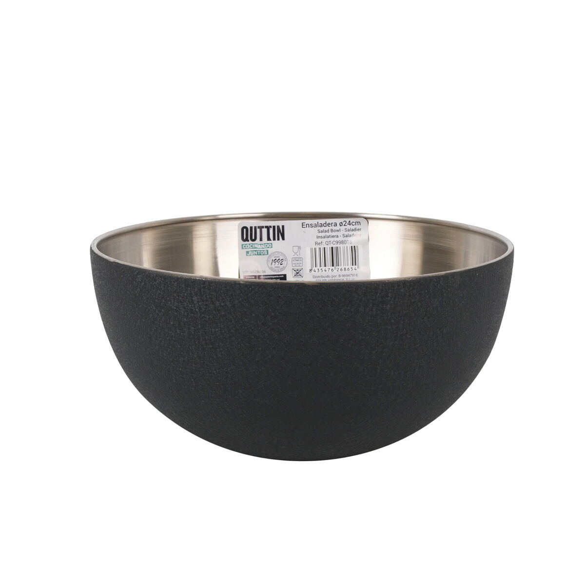 Salladsskål Quttin   Svart Silvrig Stål 24 x 12 cm (6 antal) - 3