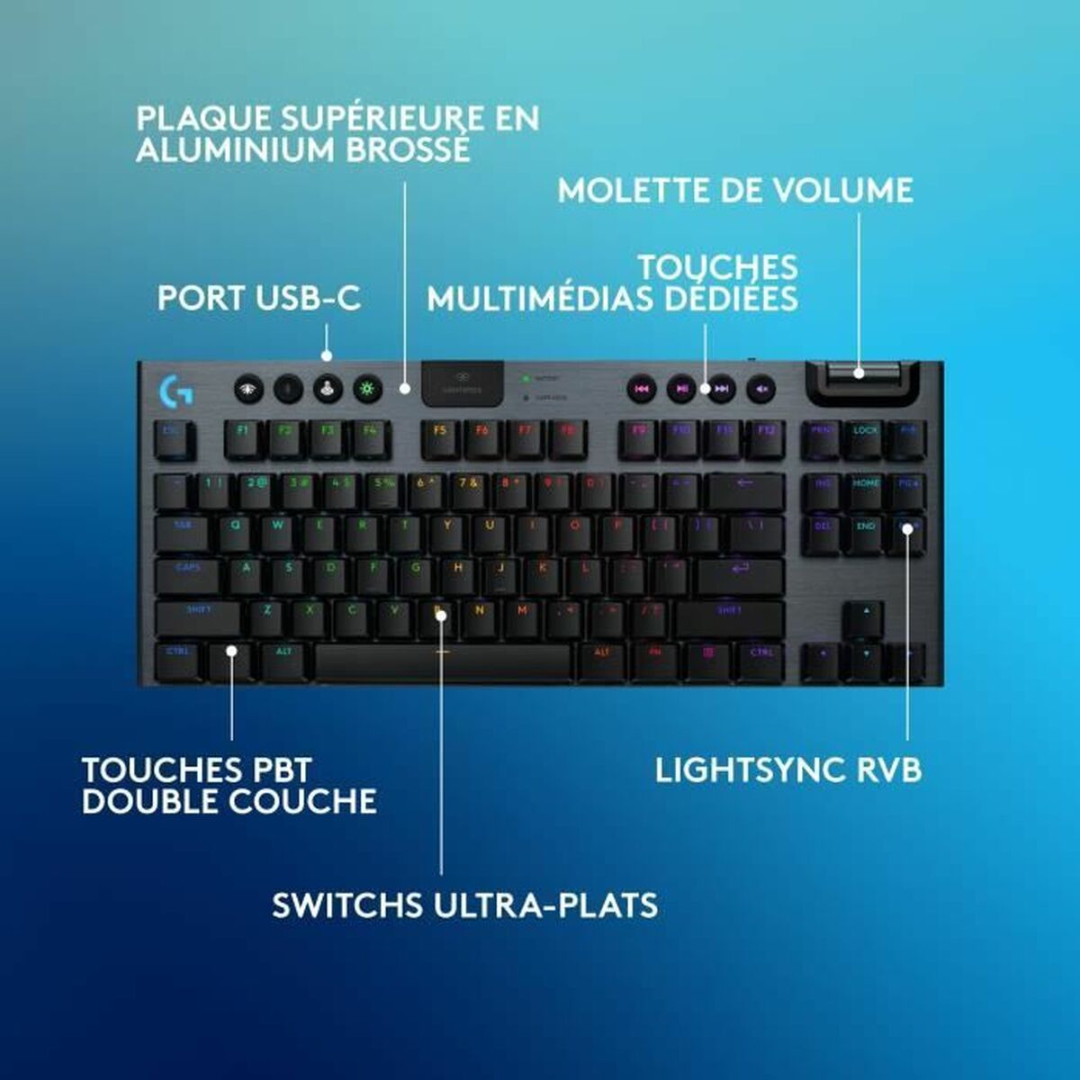 Trådlöst Tangentbord Logitech G915 TKL X Svart AZERTY - 6