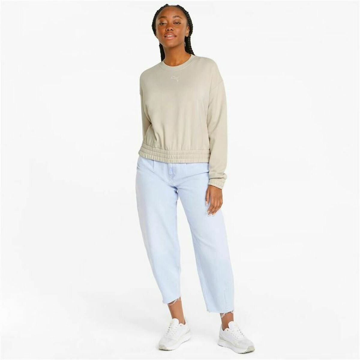 Tröja med huva Herr Puma HER Crew Beige - 3