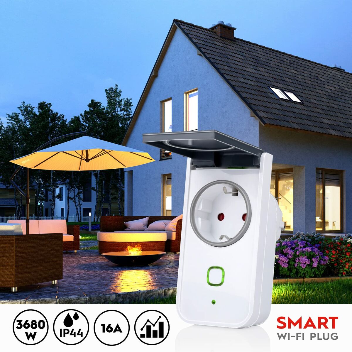 Smartkontakt OR: Intelligent Kontakt Alpina Smart Home Extern Wi-Fi 230 V 16 A - 3