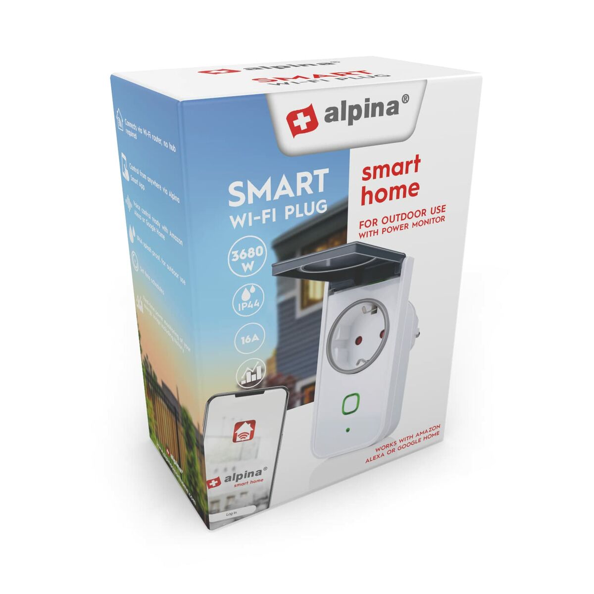 Smartkontakt OR: Intelligent Kontakt Alpina Smart Home Extern Wi-Fi 230 V 16 A - 2