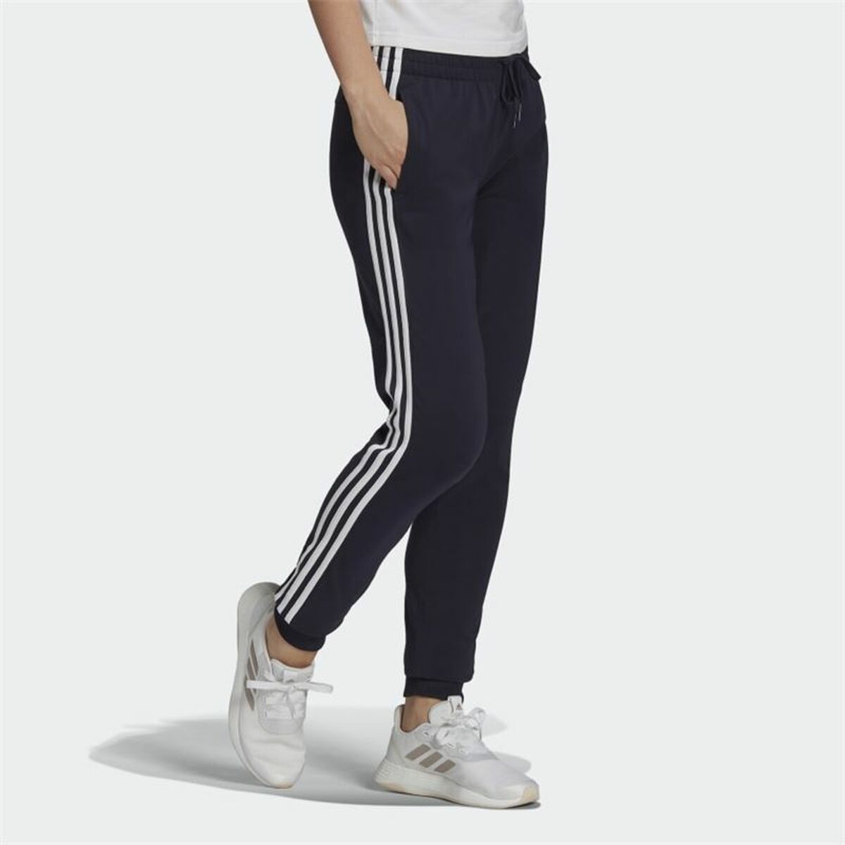 Nederdel träningsoverall för vuxna Adidas  Essentials 3 Stripes Kvinna Blå - 4