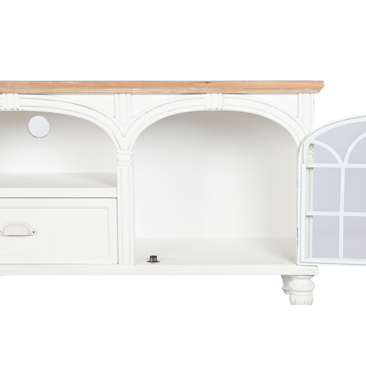 TV-möbler Home ESPRIT Vit Naturell Metall Gran 150 x 36 x 56 cm - 3