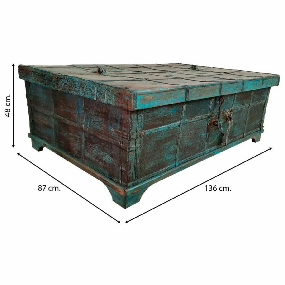 Koffert Alexandra House Living Blå Mangoträ 87 x 48 x 136 cm - 4