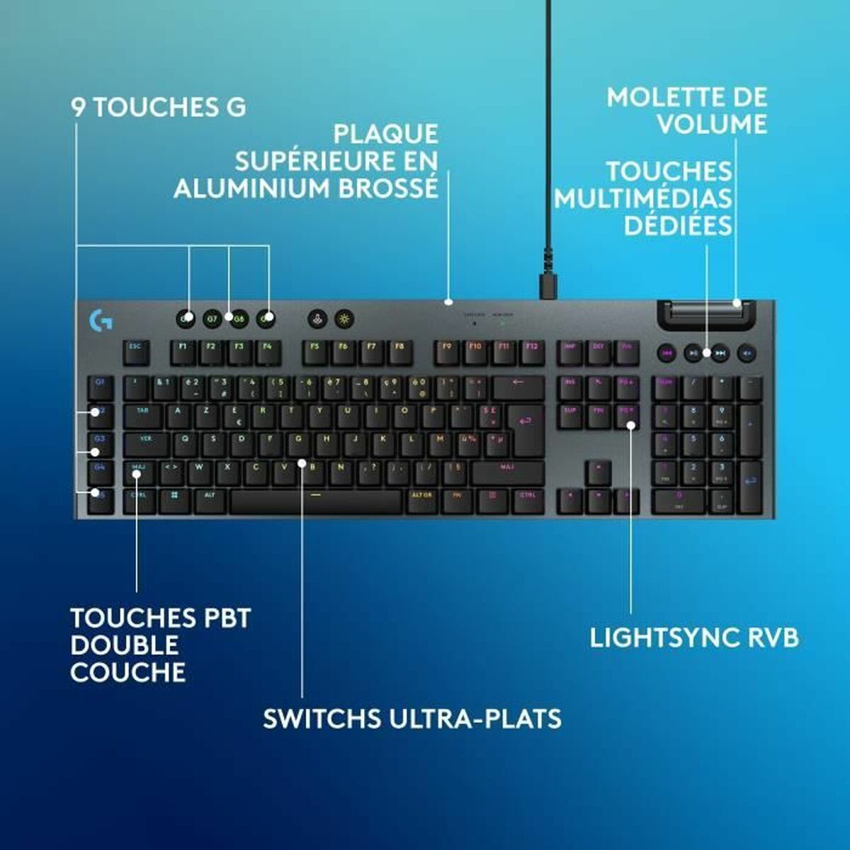 Tangentbord Logitech G915 X Svart AZERTY - 6
