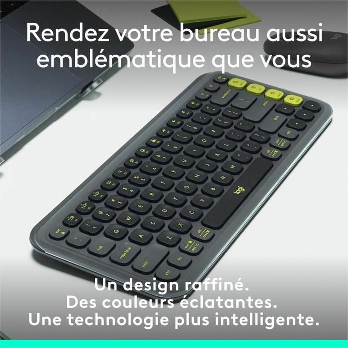Trådlöst Tangentbord Logitech Pop Icon Keys Mörkgrå AZERTY - 2