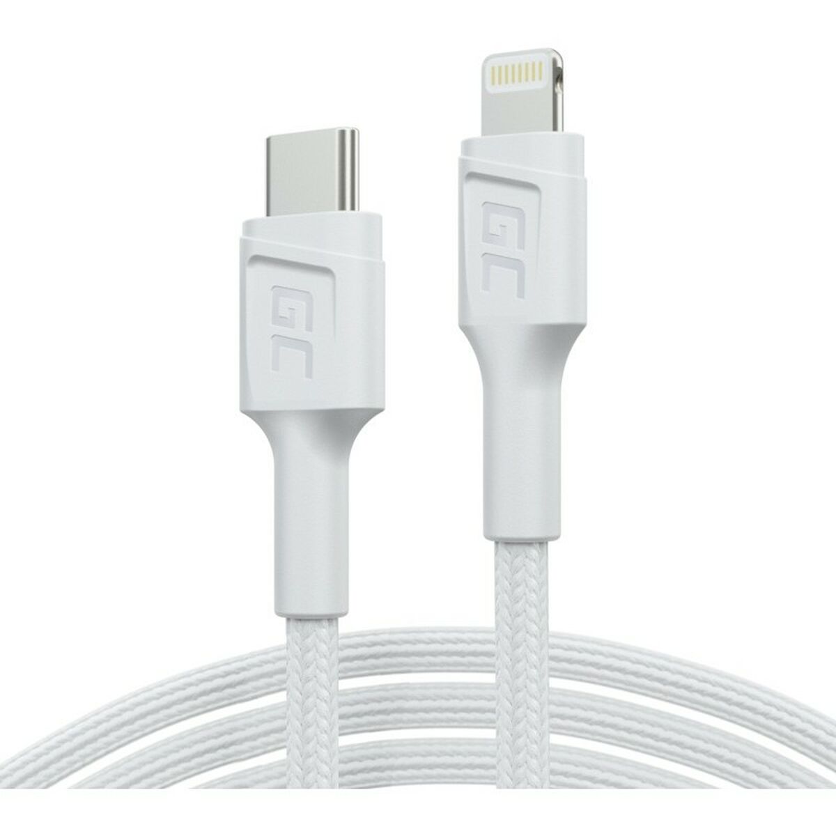 USB-kabel Green Cell KABGC30W Vit 1,2 m