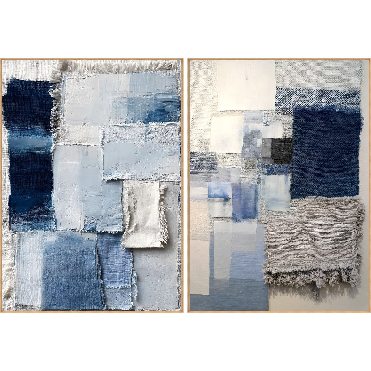 Kanvas Home ESPRIT Blå Vit Abstrakt Modern 103 x 4 x 143 cm (2 antal)