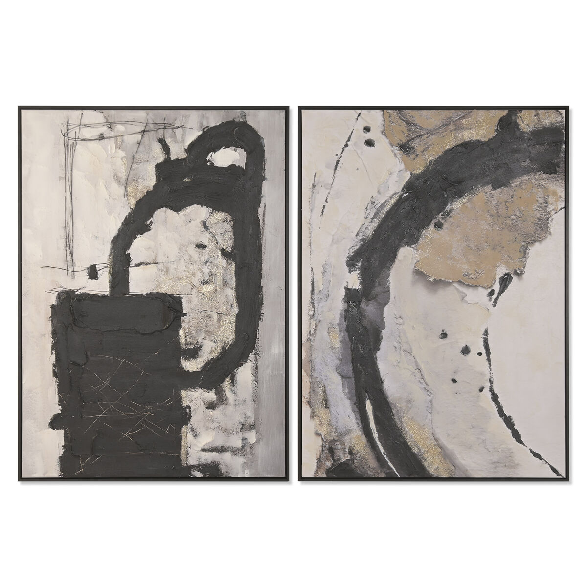Kanvas Home ESPRIT Svart Grå Modern 103 x 4 x 143 cm (2 antal)