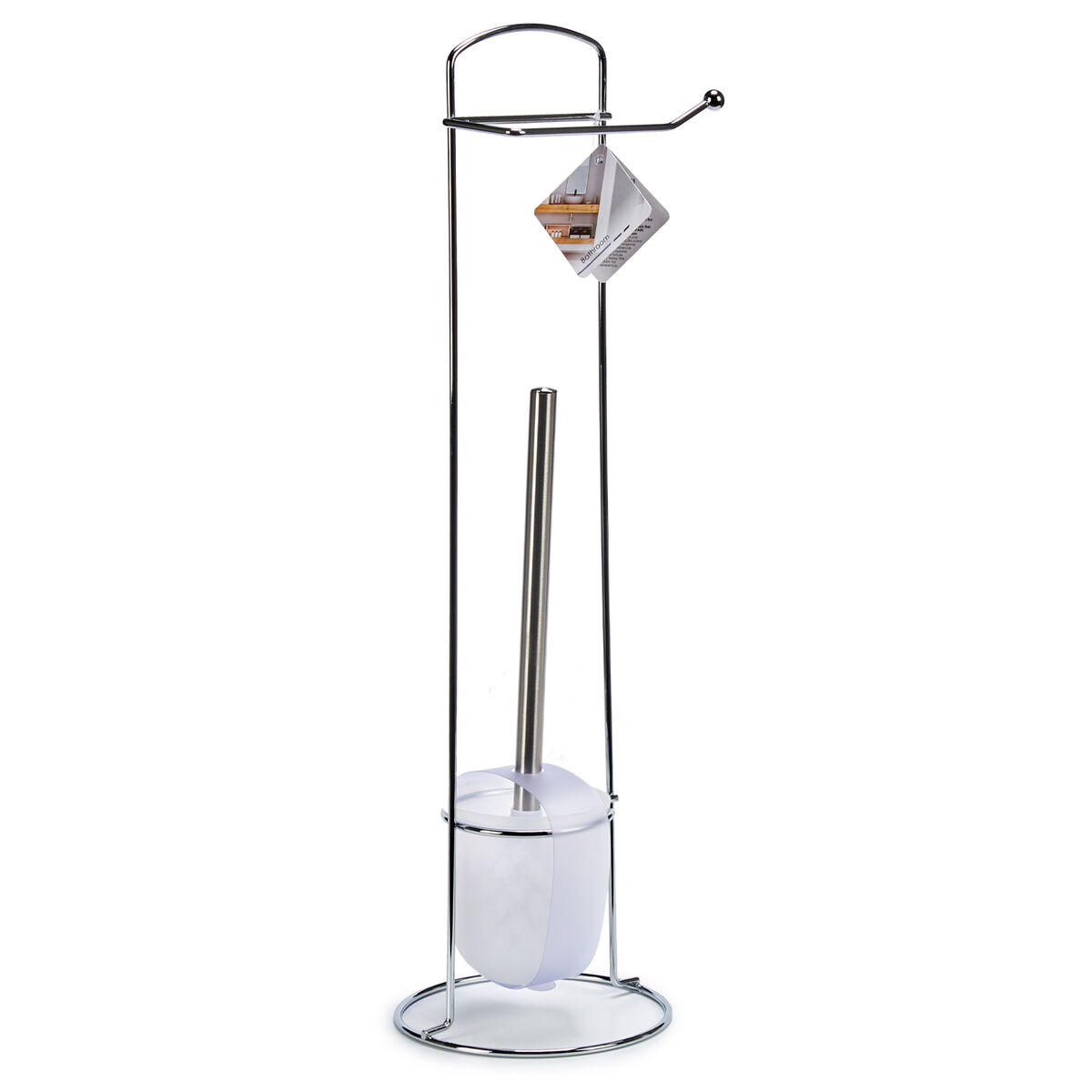 Toalettpappershållare med toalettborste Berilo W2930A Vit Silvrig Metall 16,5 x 59 x 16,5 cm (6 antal) - 5
