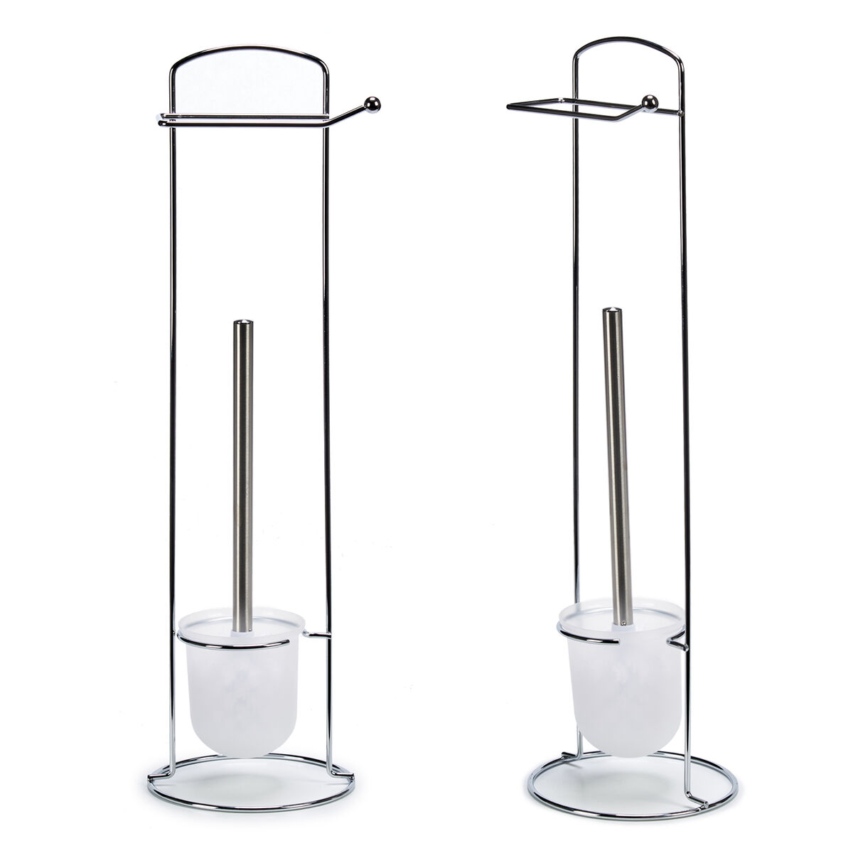 Toalettpappershållare med toalettborste Berilo W2930A Vit Silvrig Metall 16,5 x 59 x 16,5 cm (6 antal) - 4
