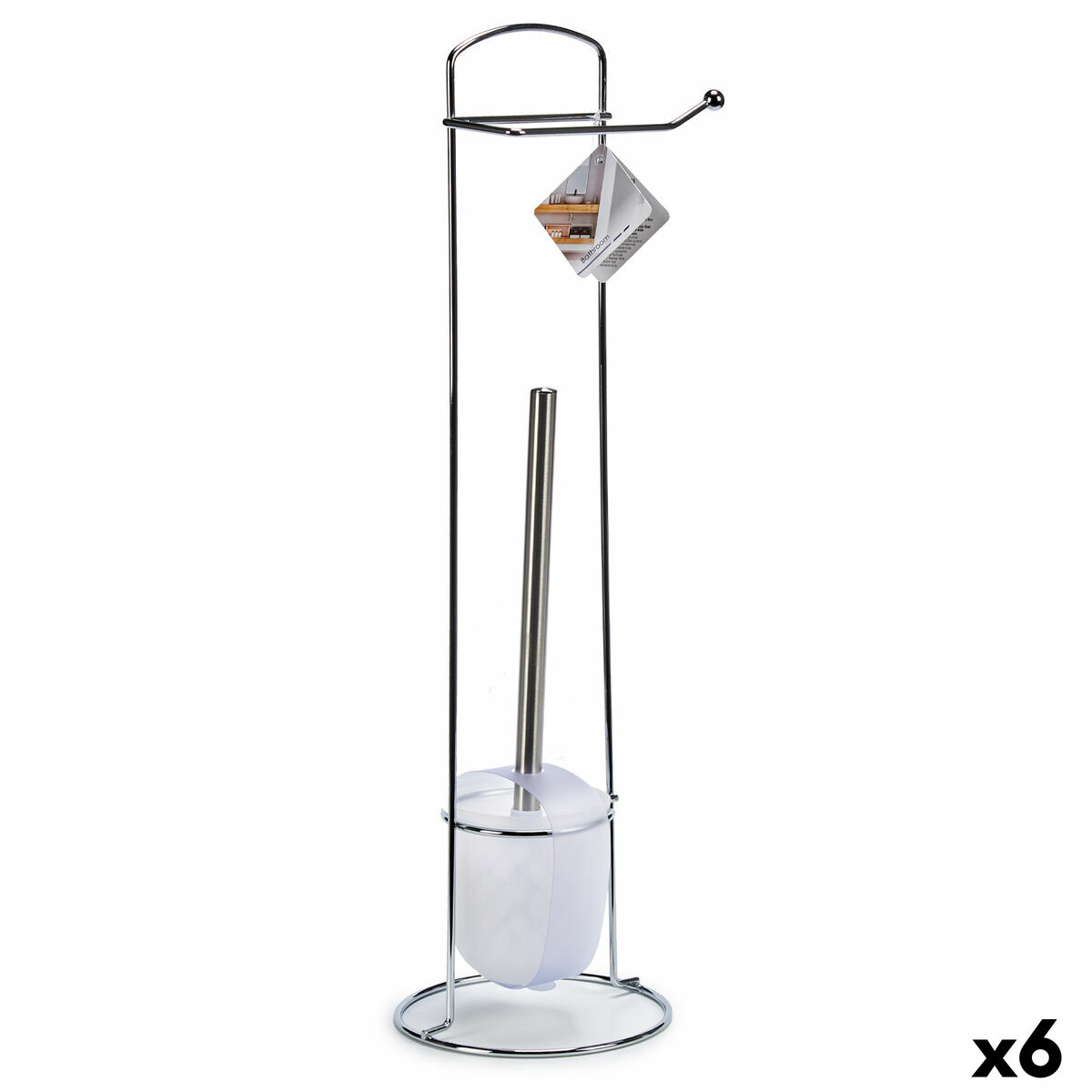 Toalettpappershållare med toalettborste Berilo W2930A Vit Silvrig Metall 16,5 x 59 x 16,5 cm (6 antal) - 3